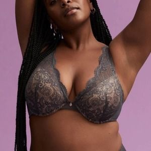 Thirdlove 32E Lace Contour Plunge bra in grey